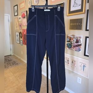 STELEN Navy White Top Stitched Pants‎